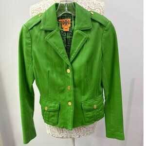 Tory Burch Green Leather Jacket Size 2